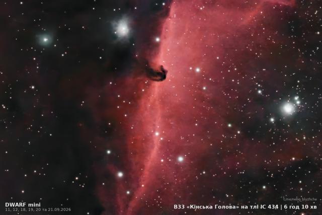 Кінська Голова · IC 434, астрофото з міського балкона, DWARF Mini